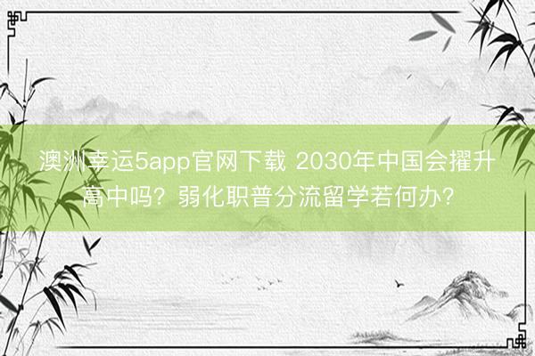 澳洲幸運(yùn)5app官網(wǎng)下載 2030年中國會(huì)擢升高中嗎？弱化職普分流留學(xué)若何辦？