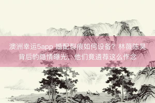 澳洲幸運5app 婚配裂痕如何設備？林薇陳昊背后的隱情曝光，他們竟遴薦這么作念